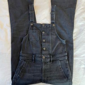 American Eagle Black Flare-Leg Overalls